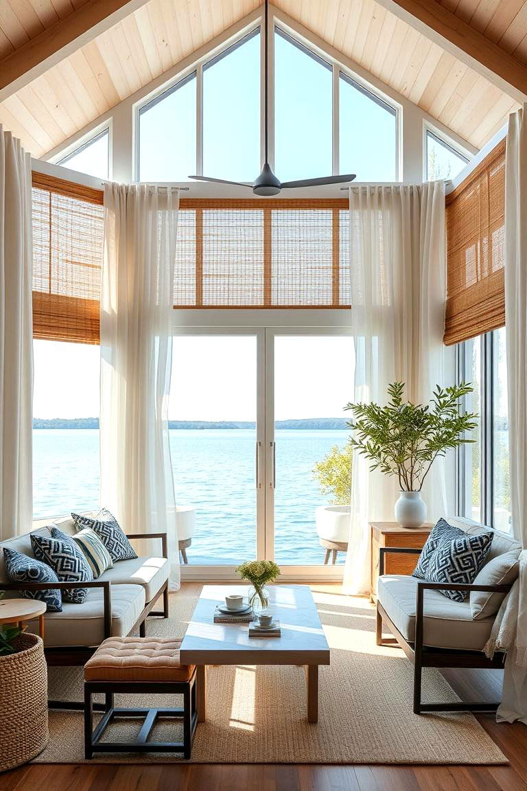 Choosing Lightweight and Airy Window Treatments - 25 Lake House Decorating Ideas