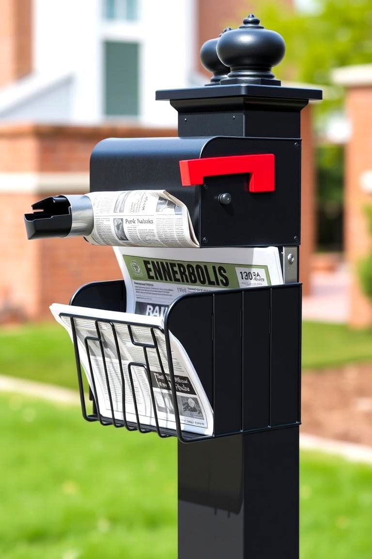 Choosing a Post with Newspaper Holder Attachment - 25 Mailbox Post Ideas