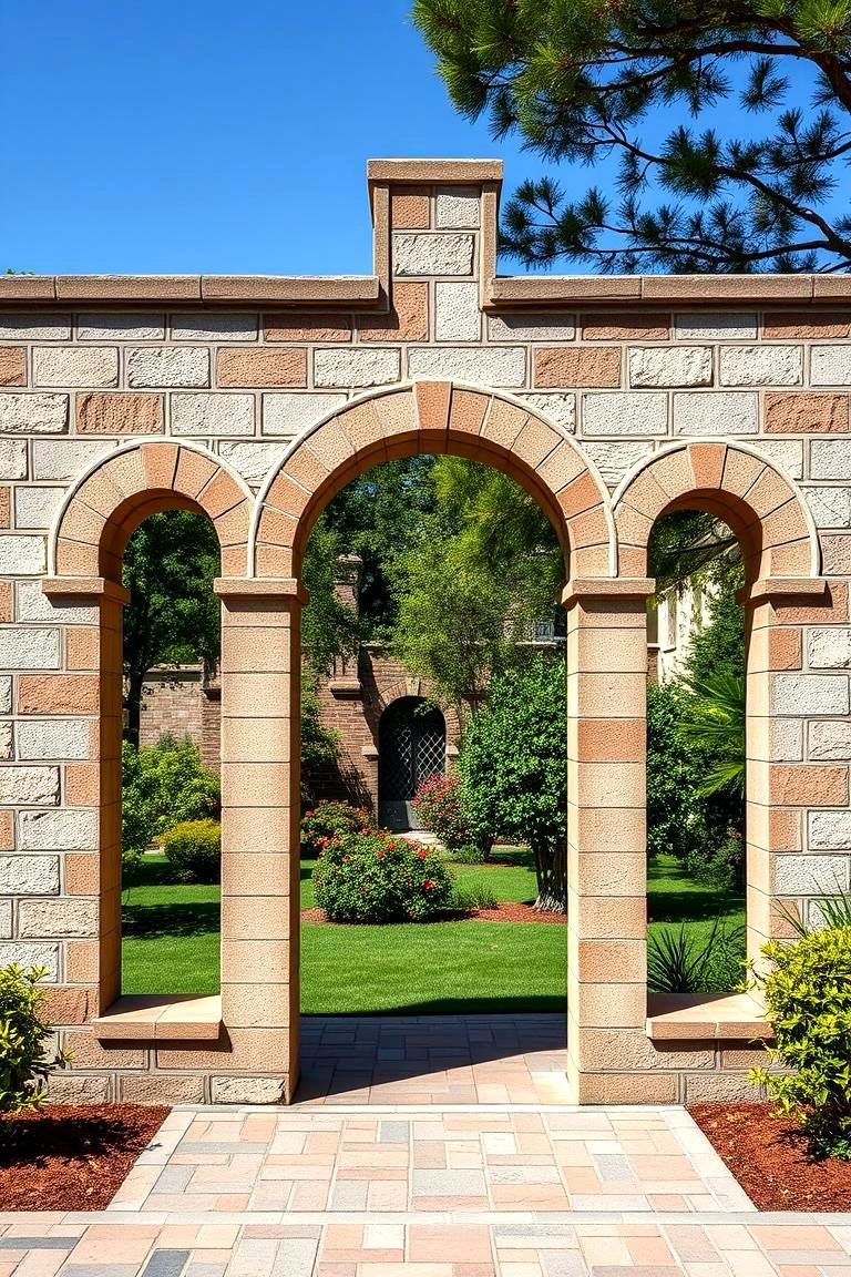 Cinder Block Fence with Archways - 25 Cinder Block Fence Ideas