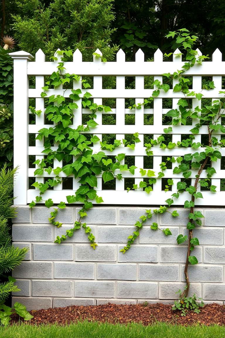 Cinder Block Fence with Lattice Top - 25 Cinder Block Fence Ideas