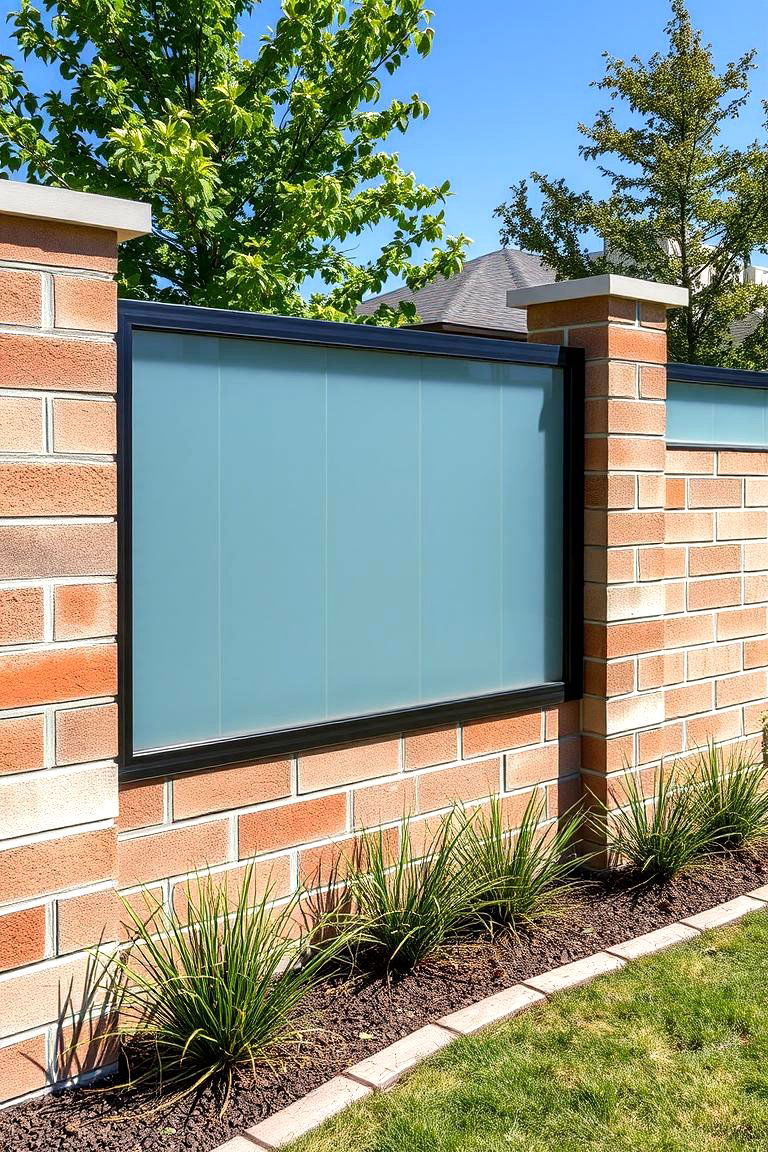 Cinder Block Fence with Privacy Screens - 25 Cinder Block Fence Ideas