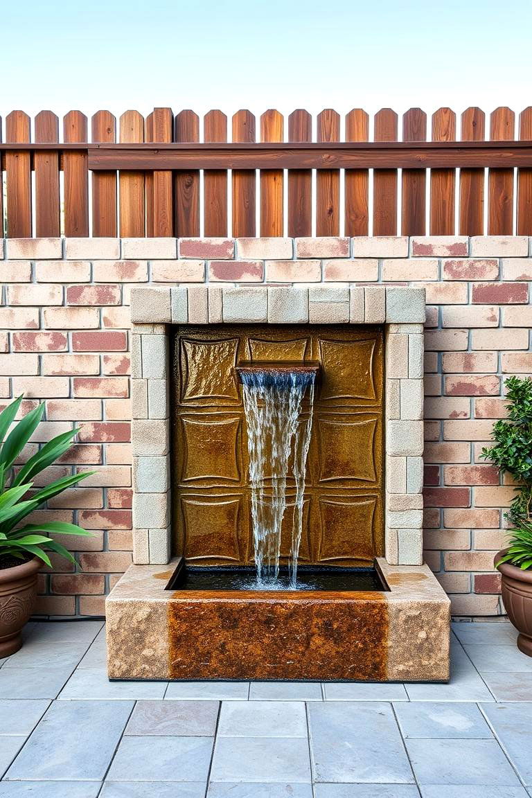 Cinder Block Fence with Water Feature - 25 Cinder Block Fence Ideas