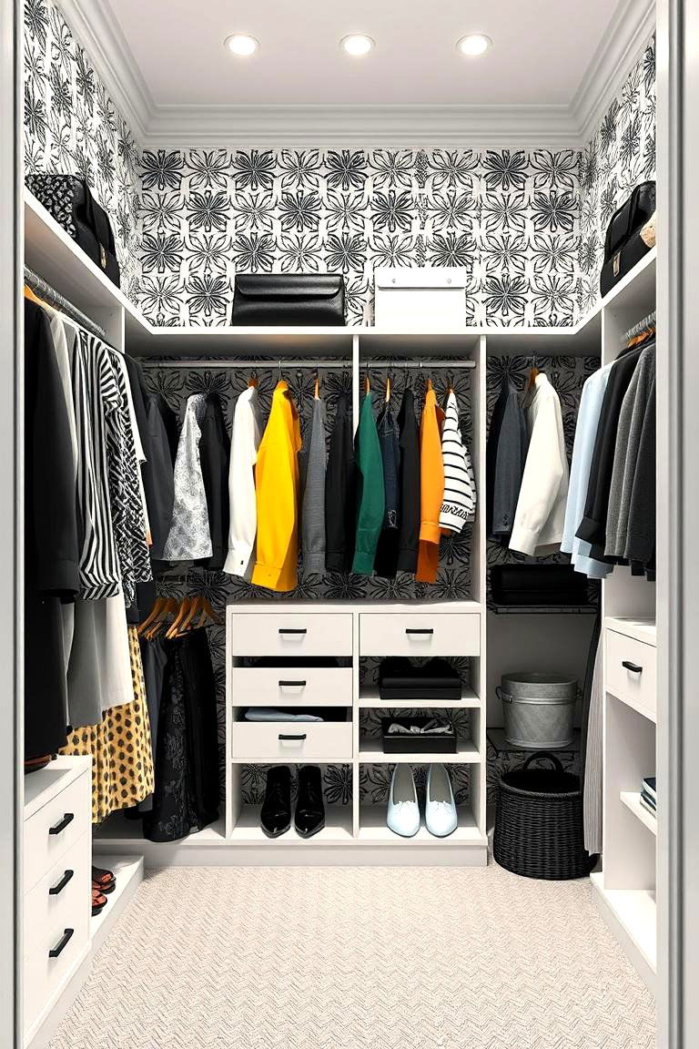 Classic Black and White for Versatility - 25 Closet Wallpaper Ideas