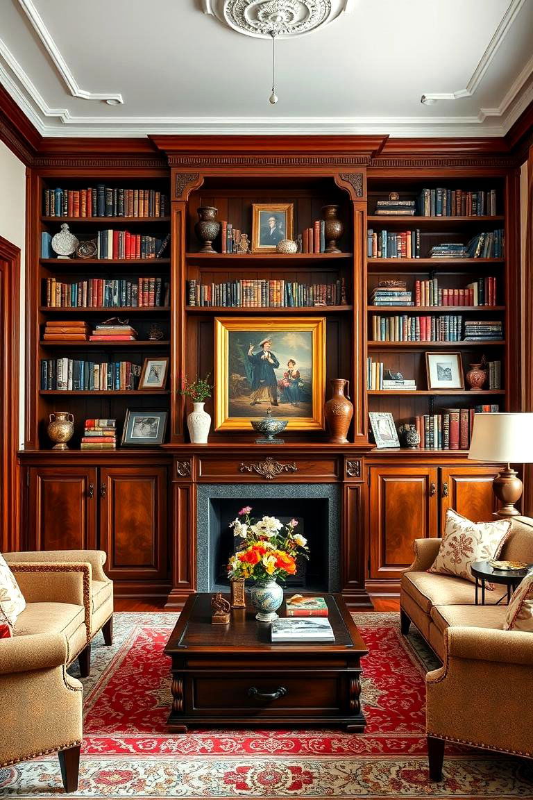 Classic Bookshelves for Storage and Display - 25 Traditional Living Room Ideas