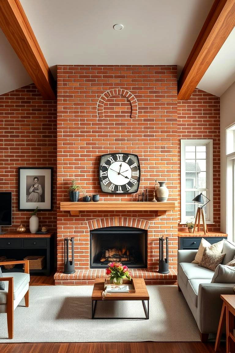 Classic Brick Fireplace - 25 Floor to Ceiling Fireplace Ideas