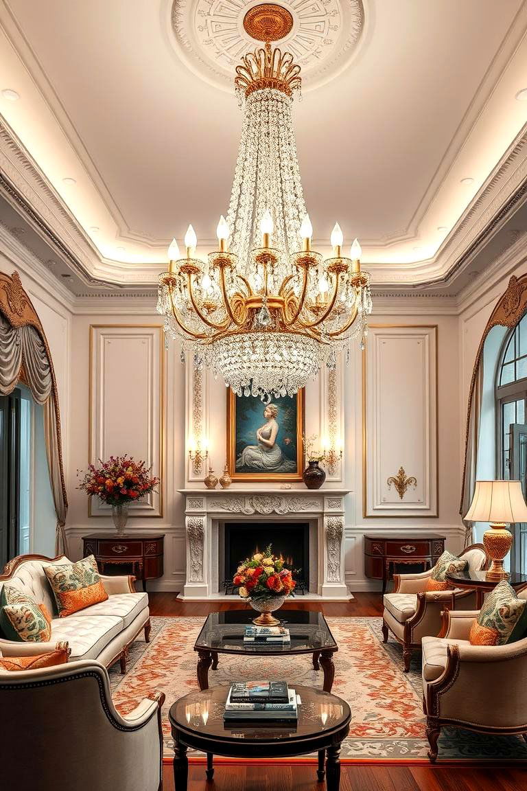 Classic Chandeliers for a Touch of Glamour - 25 Traditional Living Room Ideas