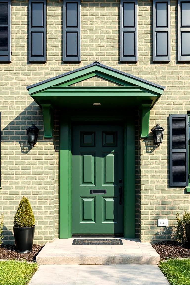 Classic Green with Black Accents for a Contemporary Twist - 25 Green Brick Exterior Home Ideas