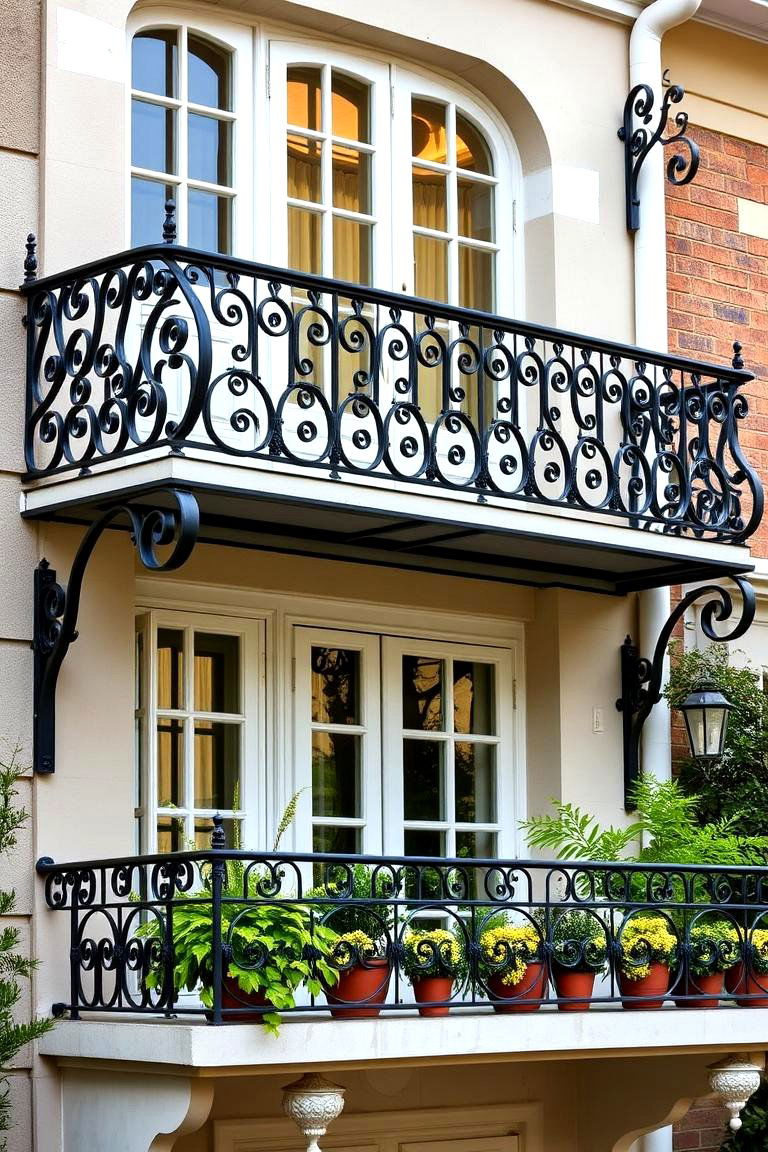 Classic Iron Balustrades with Detailed Scrollwork - 25 French Balcony Ideas