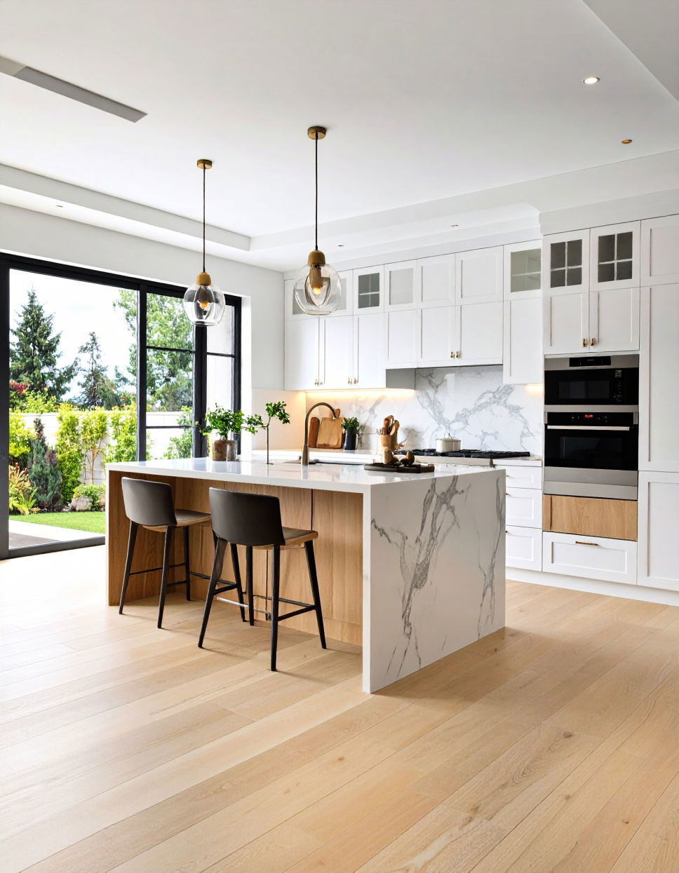 Classic Light Travertine for Brightness Travertine Floor Kitchen Ideas