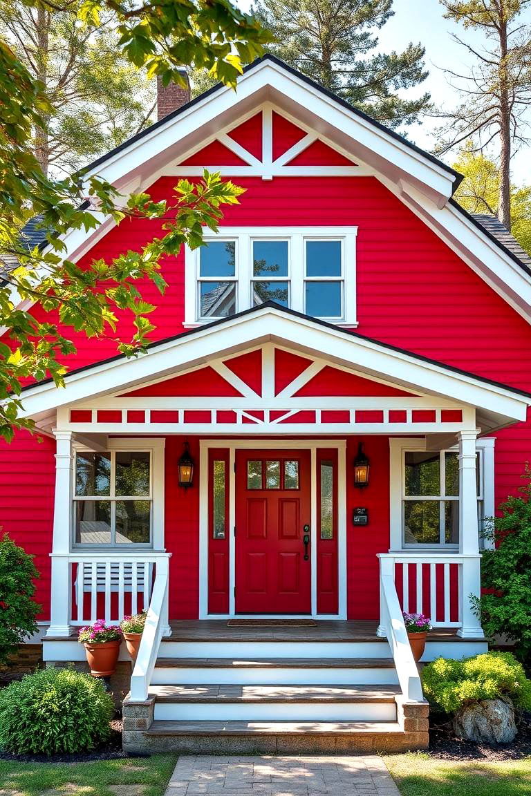 Classic Red for a Bold Statement - 25 Lake House Exterior Colors Ideas