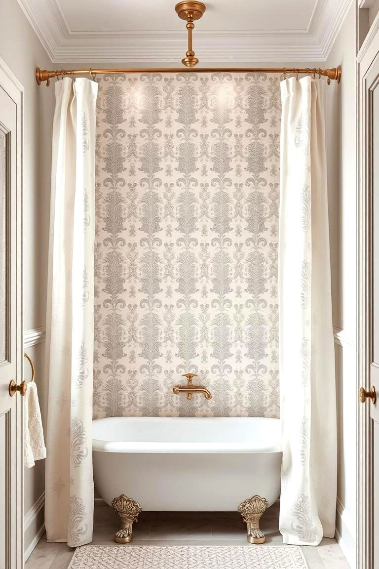 Classic Shower Curtain with Elegant Rod - 25 Traditional Bathroom Ideas