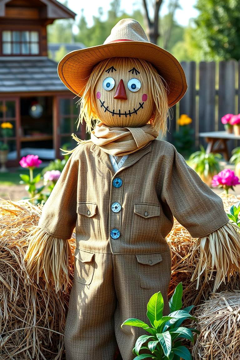Classic Straw Scarecrow - 25 Garden Scarecrow Ideas