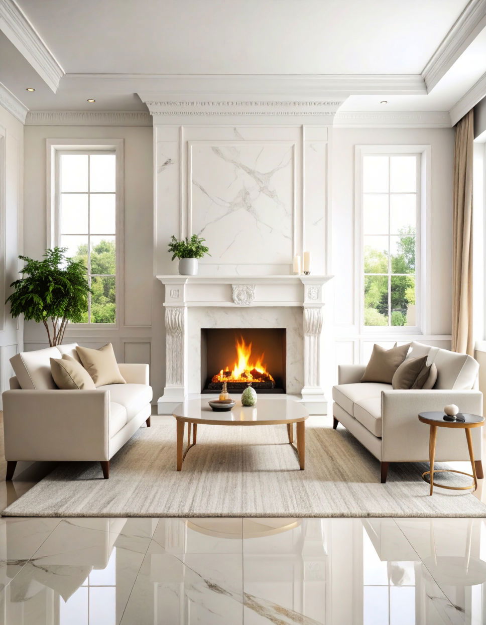 Classic White Marble Fireplace