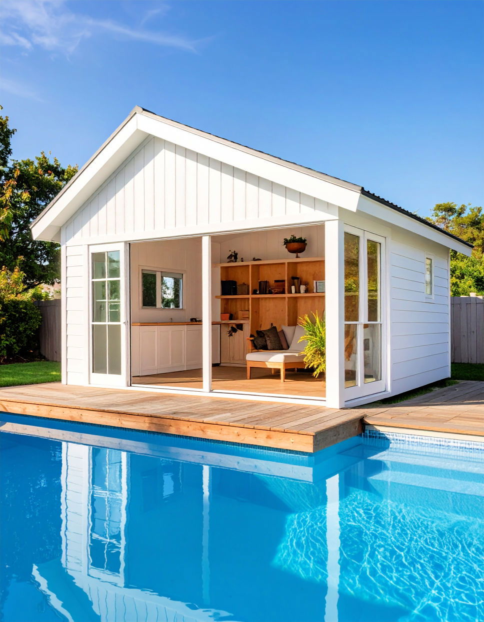 Classic White Pool Shed