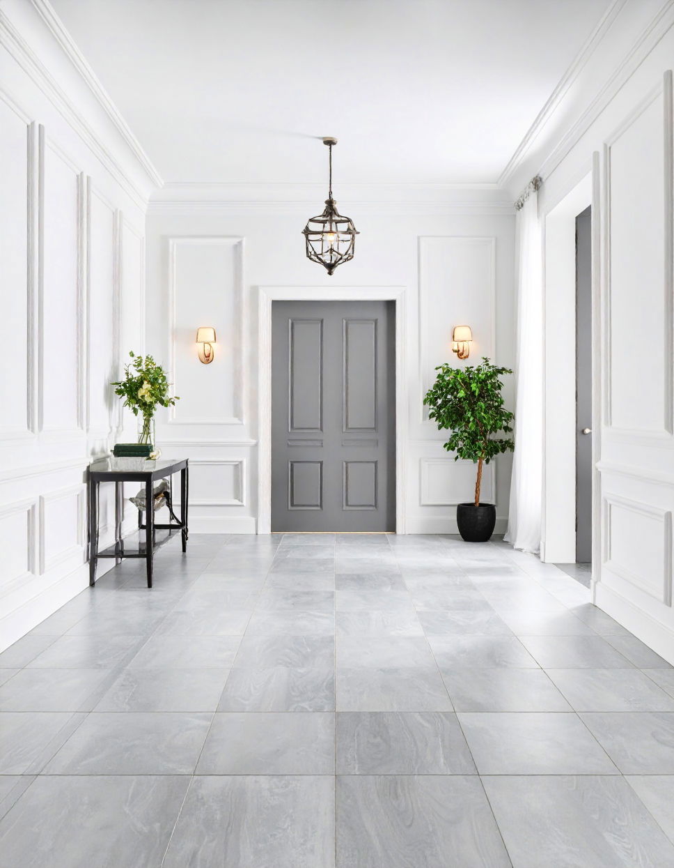 Classic White Walls with Grey Tile Floor
