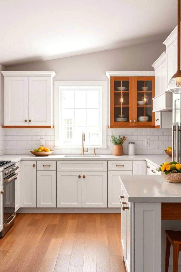 Classic White and Wood Combination - 25 Transitional Kitchen Ideas