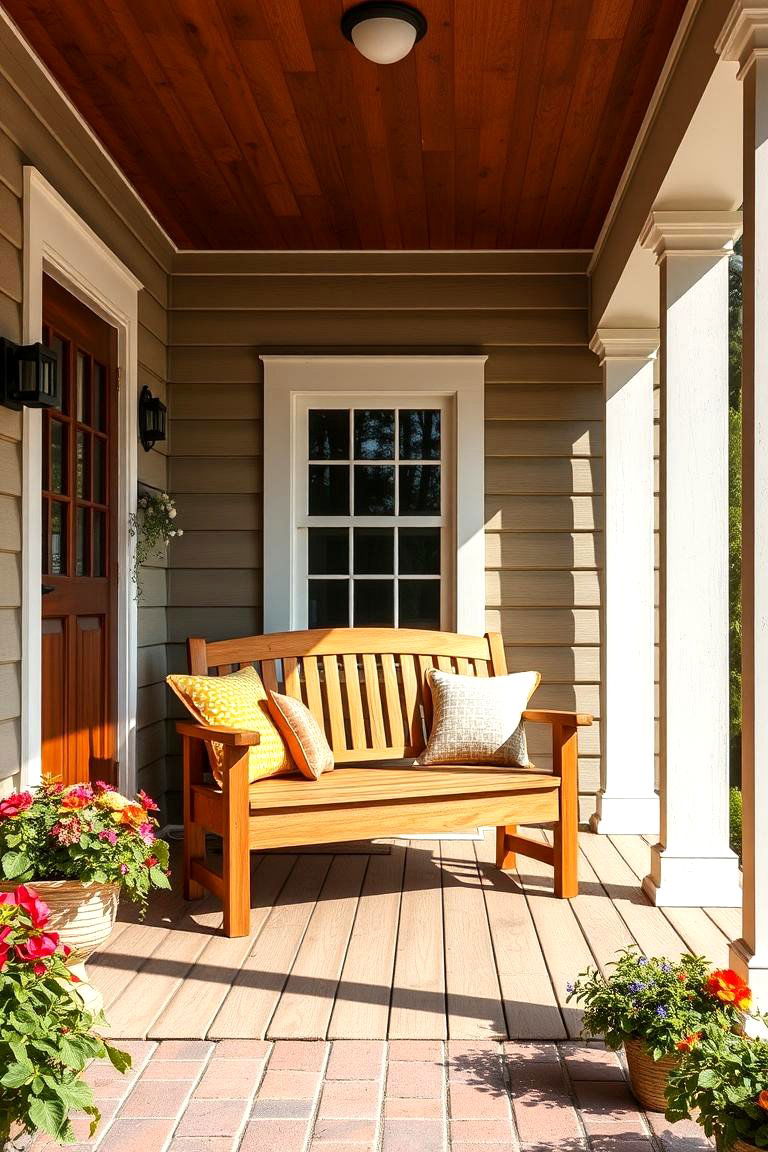 Classic Wooden Bench for Timeless Appeal - 25 Front Porch Bench Ideas