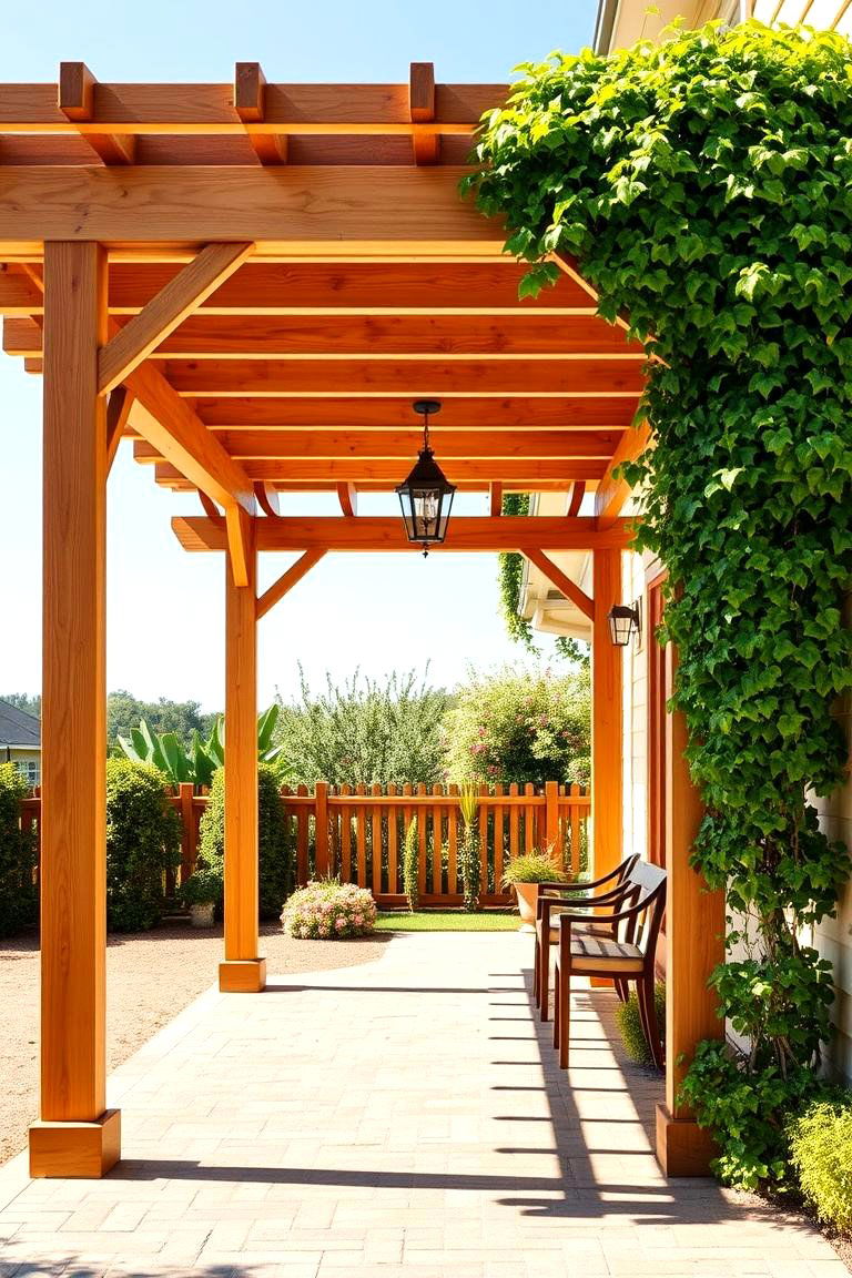 Classic Wooden Pergola for Timeless Elegance - 25 Front Porch Pergola Ideas