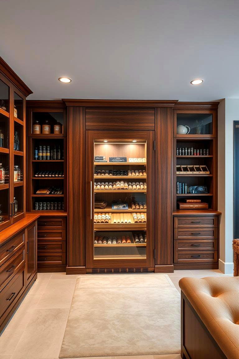 Climate Controlled Humidor for Collectibles - 25 Luxury Man Cave Ideas