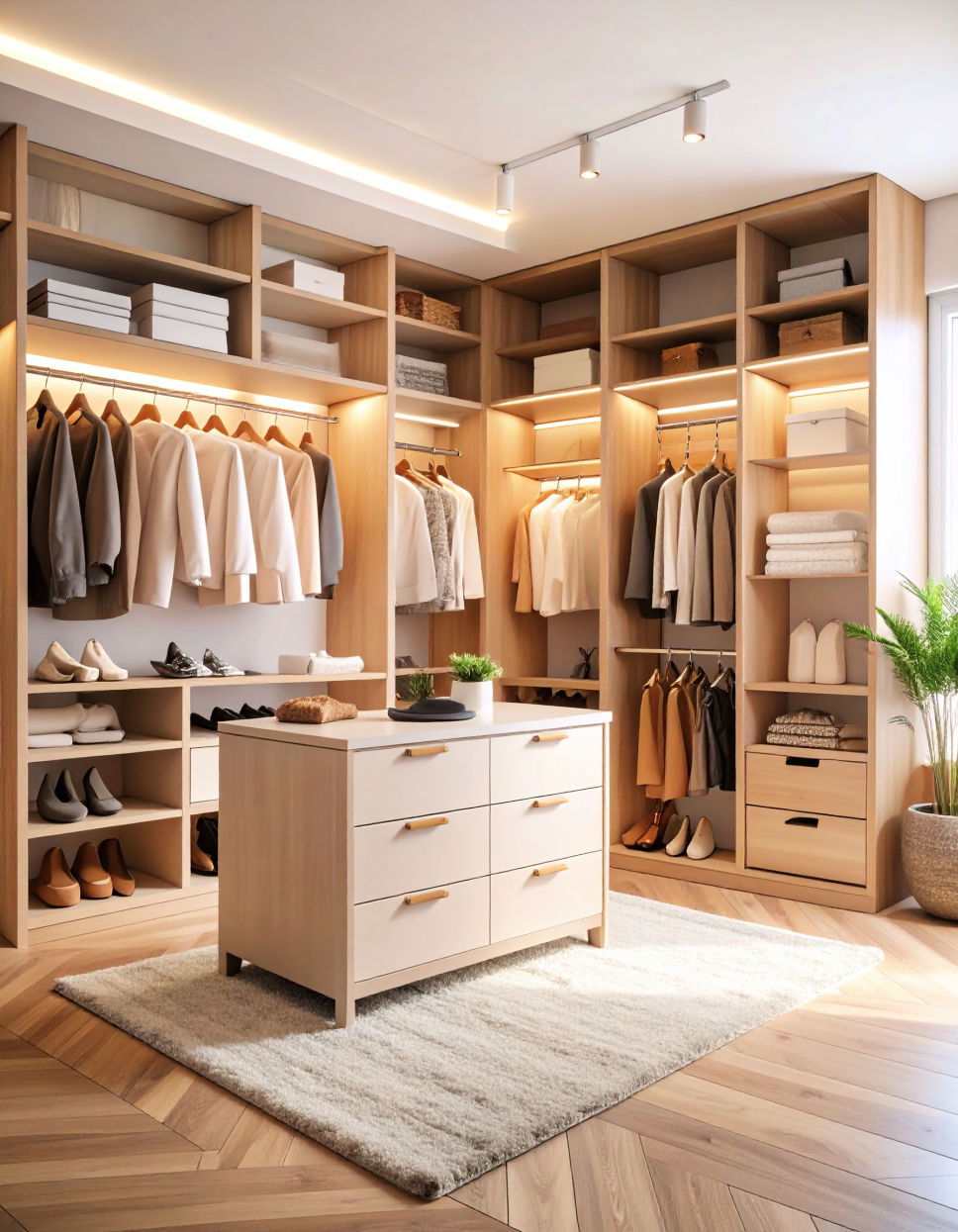 Closet Island for Storage and Workspace