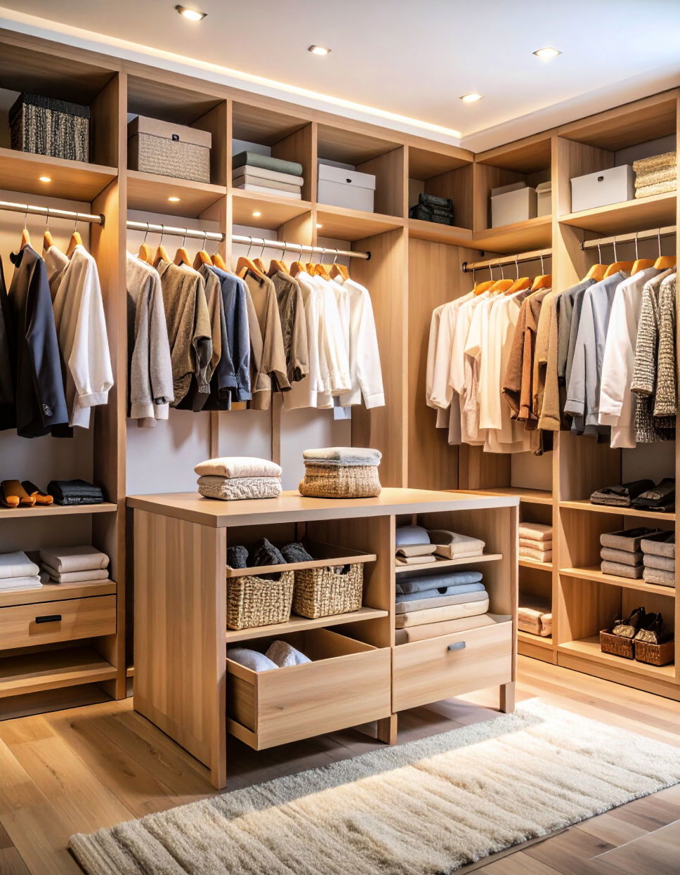 Closet Island with Built In Laundry Hamper