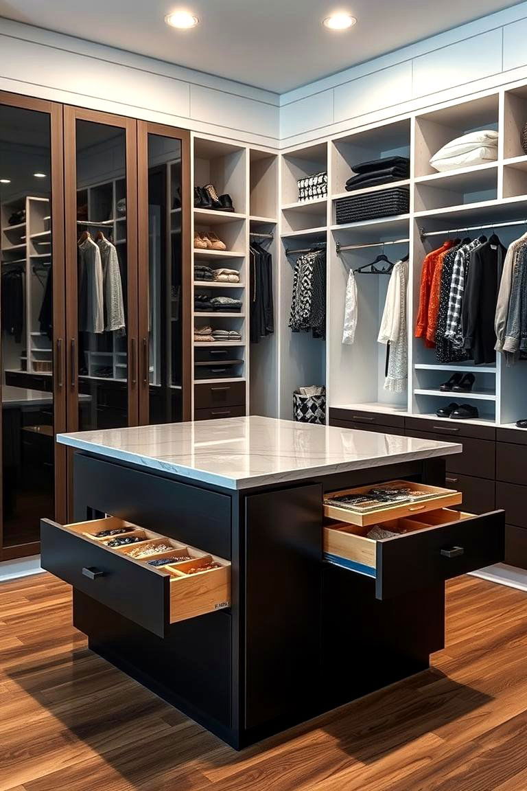 Closet Island with Hidden Drawers - 25 Closet Island Ideas