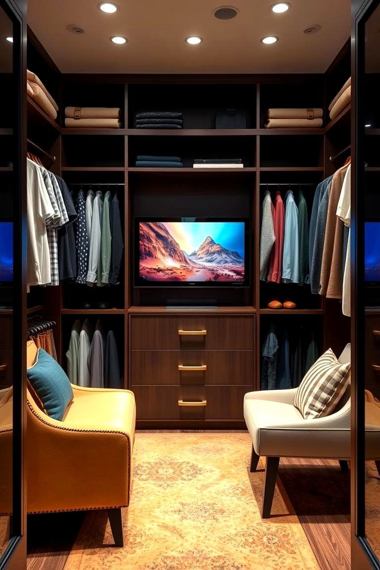 Closet Island with a Built In TV - 25 Closet Island Ideas