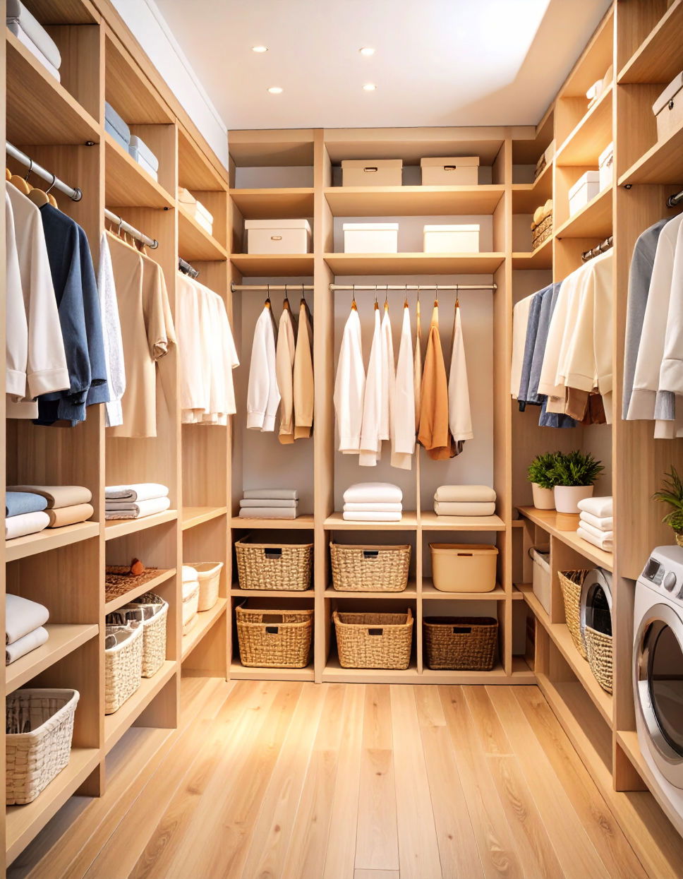 Closet with Built In Laundry Hamper
