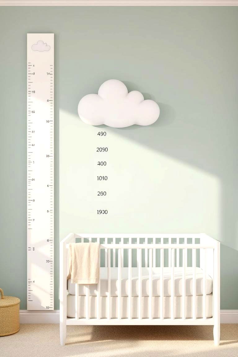 Cloud Themed Growth Chart for Measuring Milestones - 25 Cloud Themed Nursery Ideas