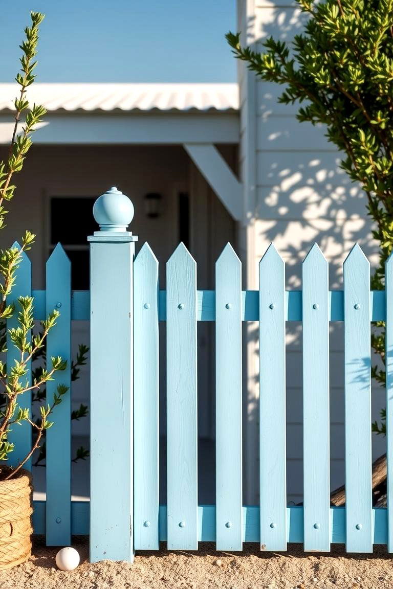 Coastal Blue for a Relaxed Beach Vibe - 25 Fence Painting Ideas
