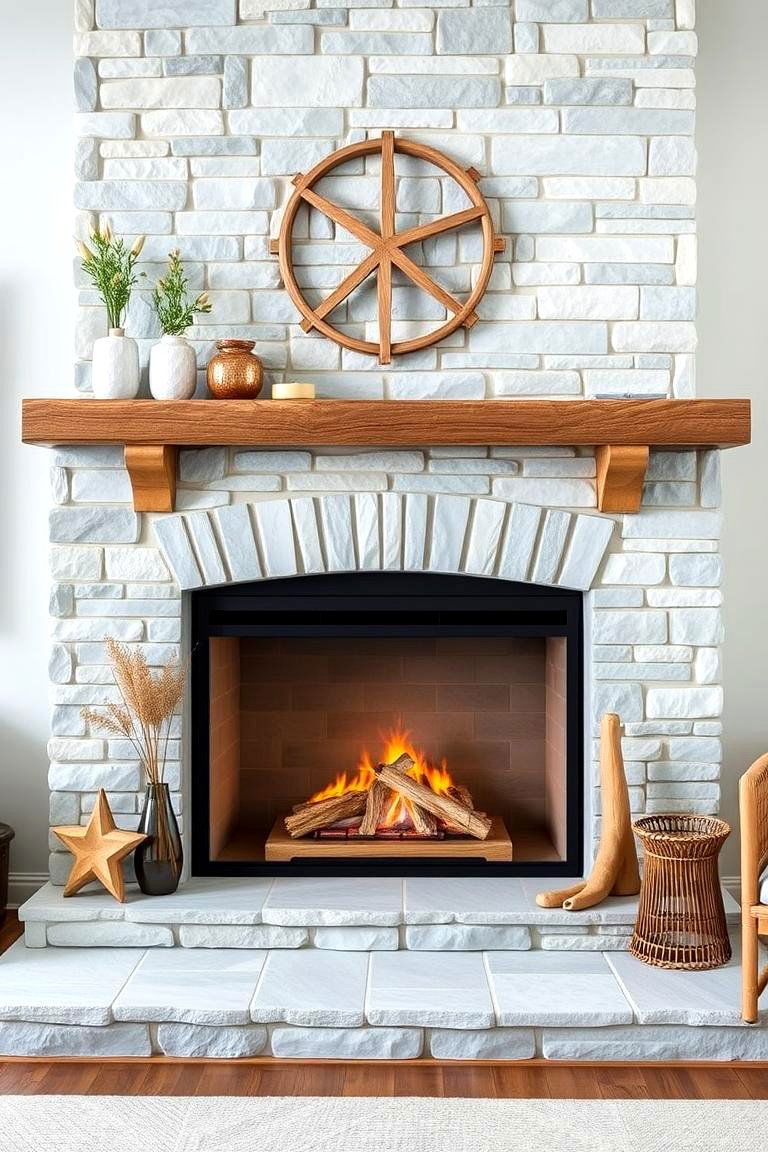 Coastal Inspired Faux Stone Fireplace - 25 Faux Stone Fireplace Ideas
