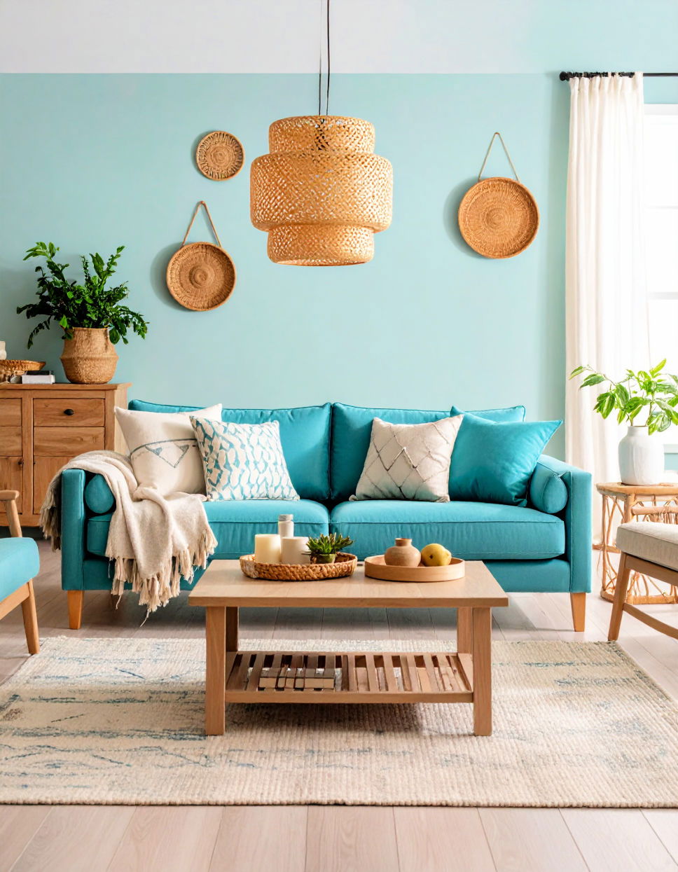 Coastal Inspired Turquoise Accents Turquoise Living Room Ideas
