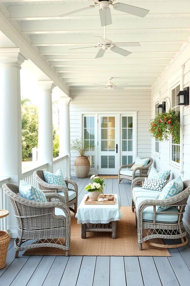Coastal Inspired Veranda with Light Colors - 25 Veranda Ideas