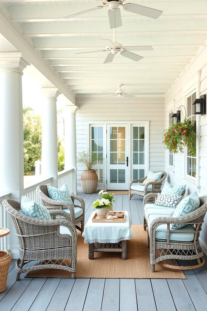 Coastal Inspired Veranda with Light Colors - 25 Veranda Ideas