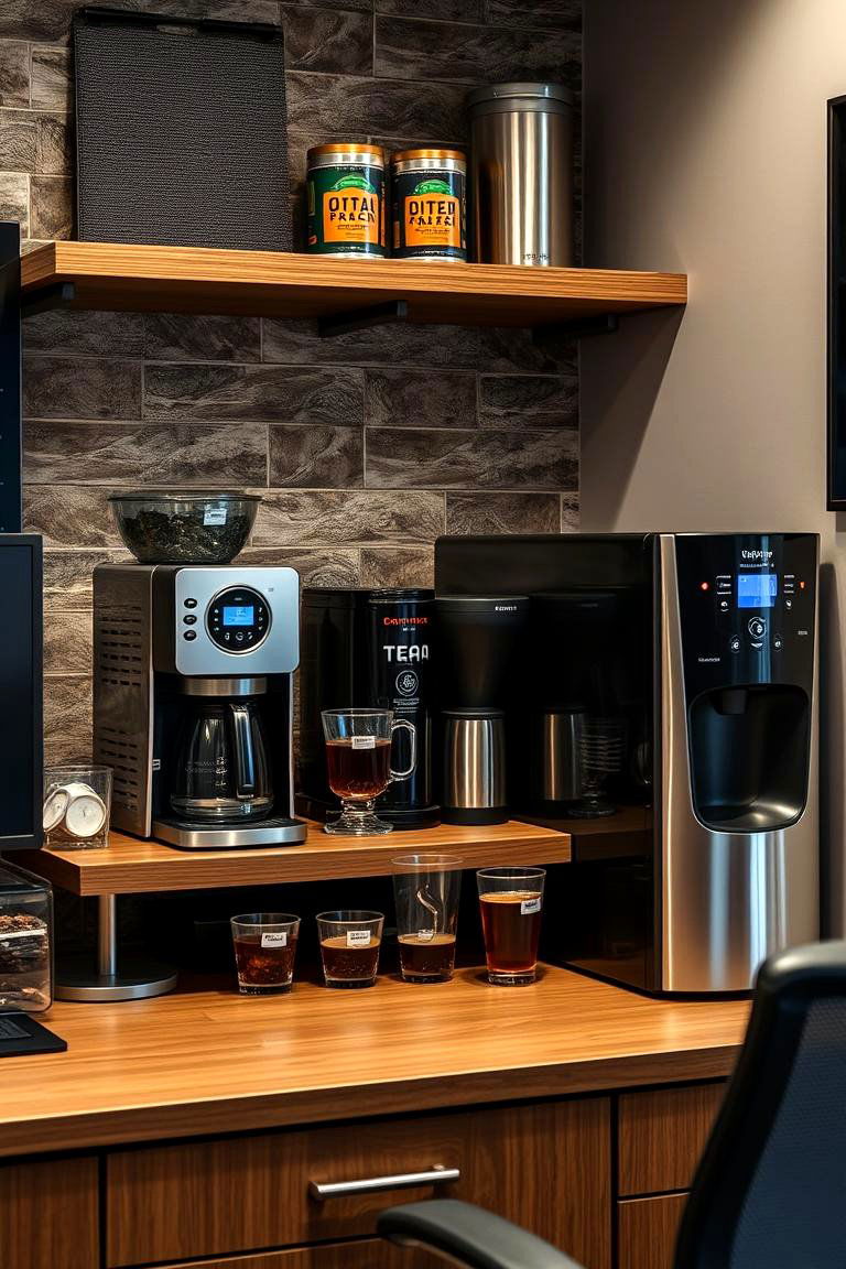 Coffee Bar or Hydration Station for Sustained Energy - 25 Man Cave Office Ideas