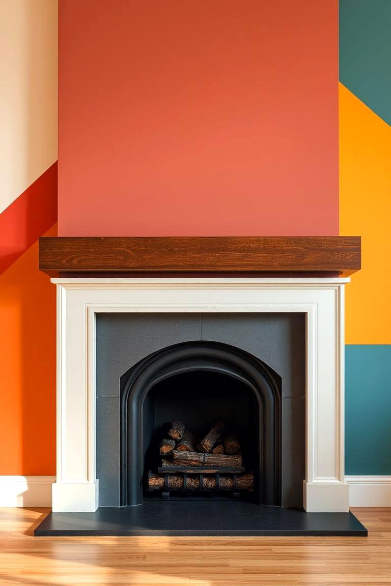 Color Blocked Wall for a Bold Statement - 25 Fireplace Wall Ideas
