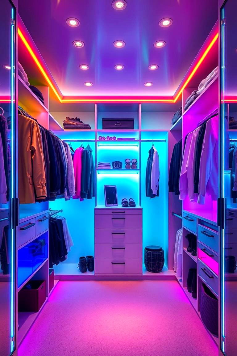 Color Changing LED Lights - 25 Closet Lighting Ideas