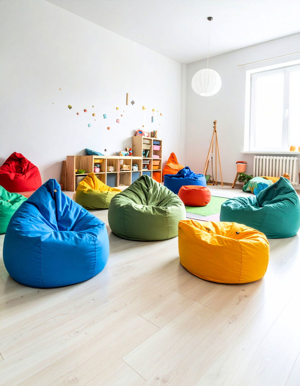 Colorful Bean Bags for Relaxation and Play Toddler Room Ideas