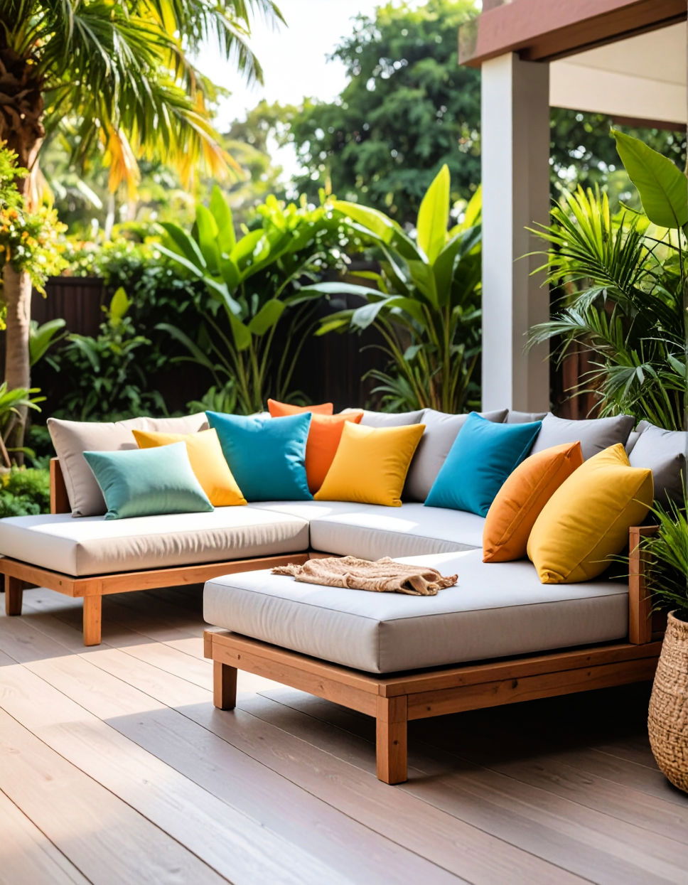 Colorful Cushions for Extra Comfort Townhouse Patio Ideas