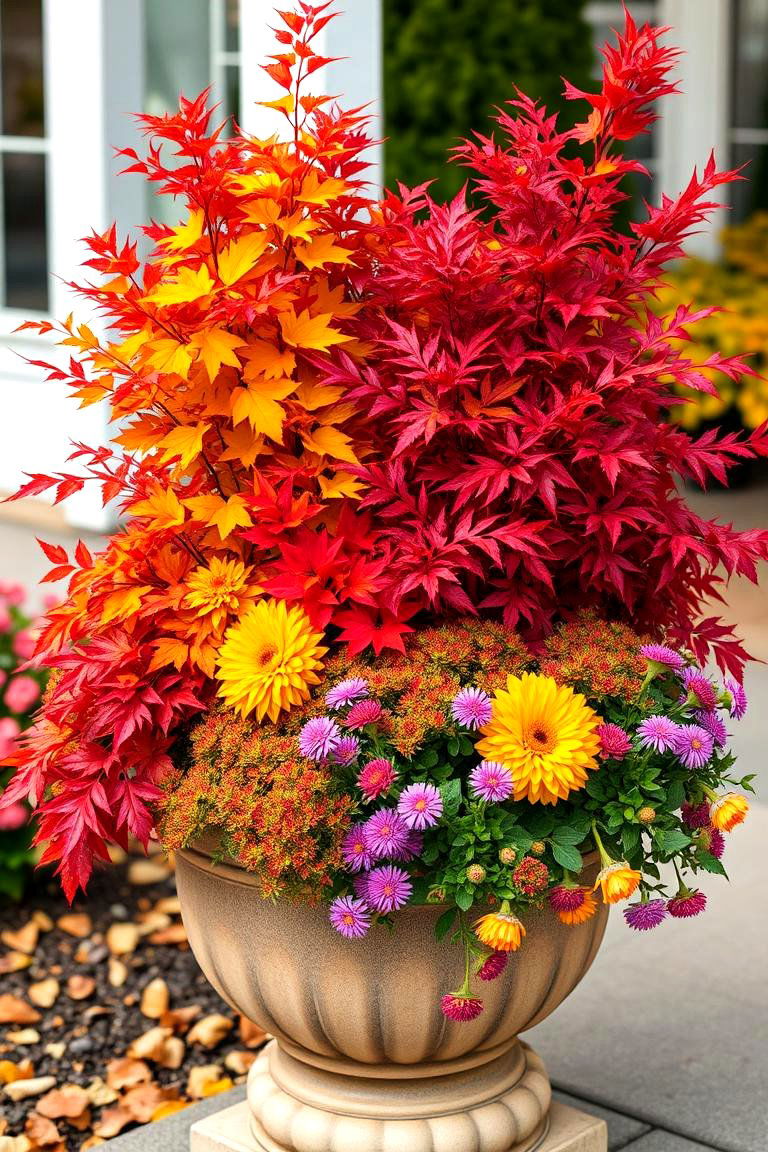 Colorful Fall Foliage Planter - 25 Fall Planter Ideas