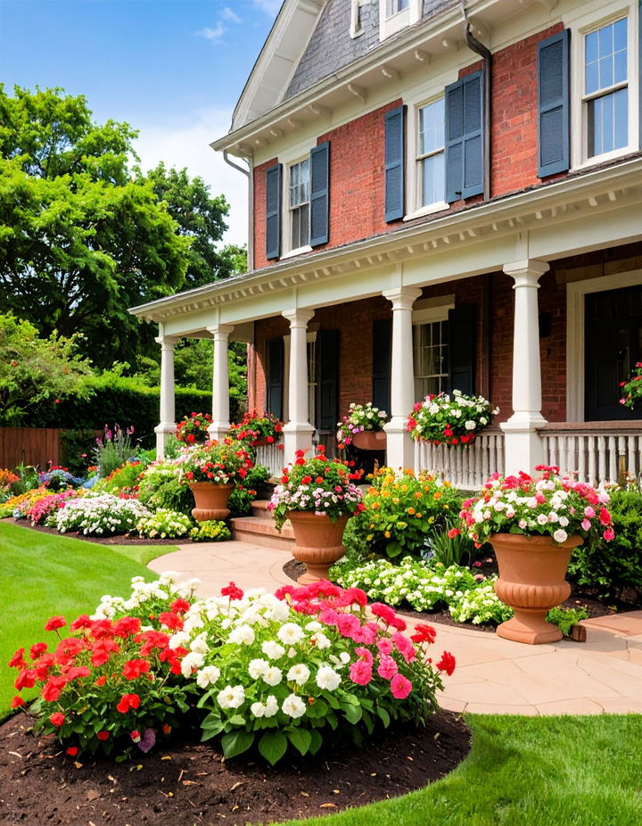 Colorful Potted Plants for a Pop of Brightness Victorian Front Garden Ideas