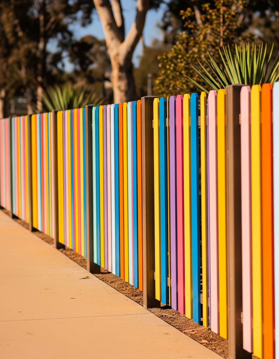 Colorful Stripes Fence Painting