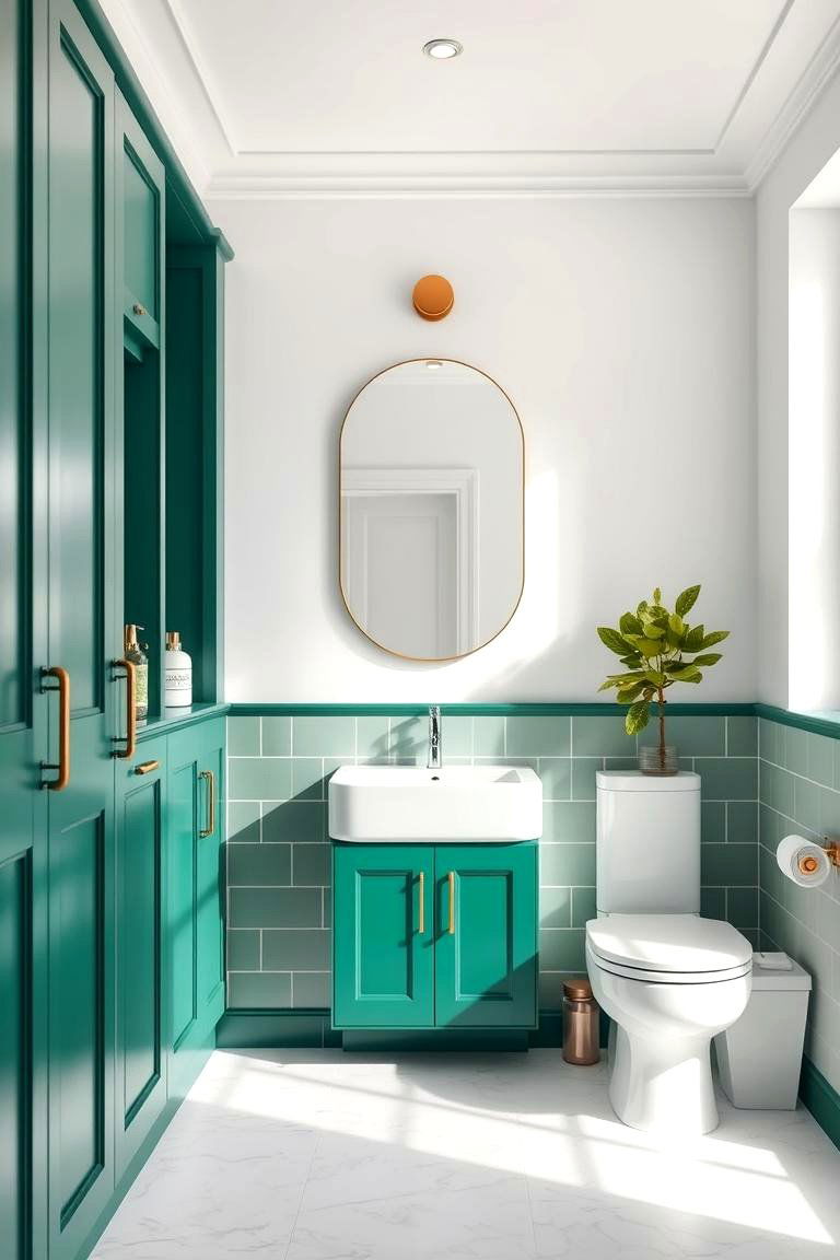 Combine Forest Green with White for a Fresh Look - 25 Forest Green Bathroom Ideas