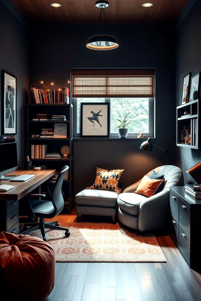 Comfortable Seating Nook for Breaks and Reading - 25 Man Cave Office Ideas