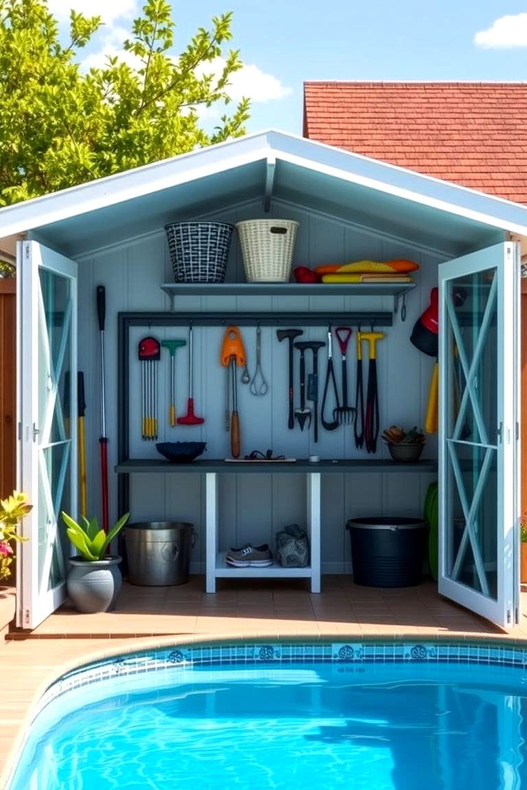 Compact Shed to Maximize Small Yards - 25 Pool Shed Ideas