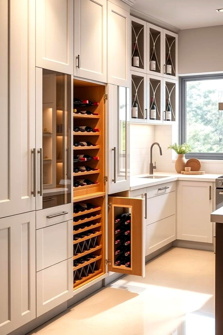 Concealed Wine Storage - 25 Floor to Ceiling Kitchen Cabinets