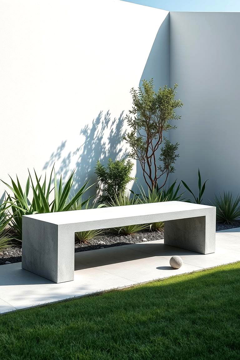 Concrete Bench for Modern Gardens - 25 Garden Seating Ideas