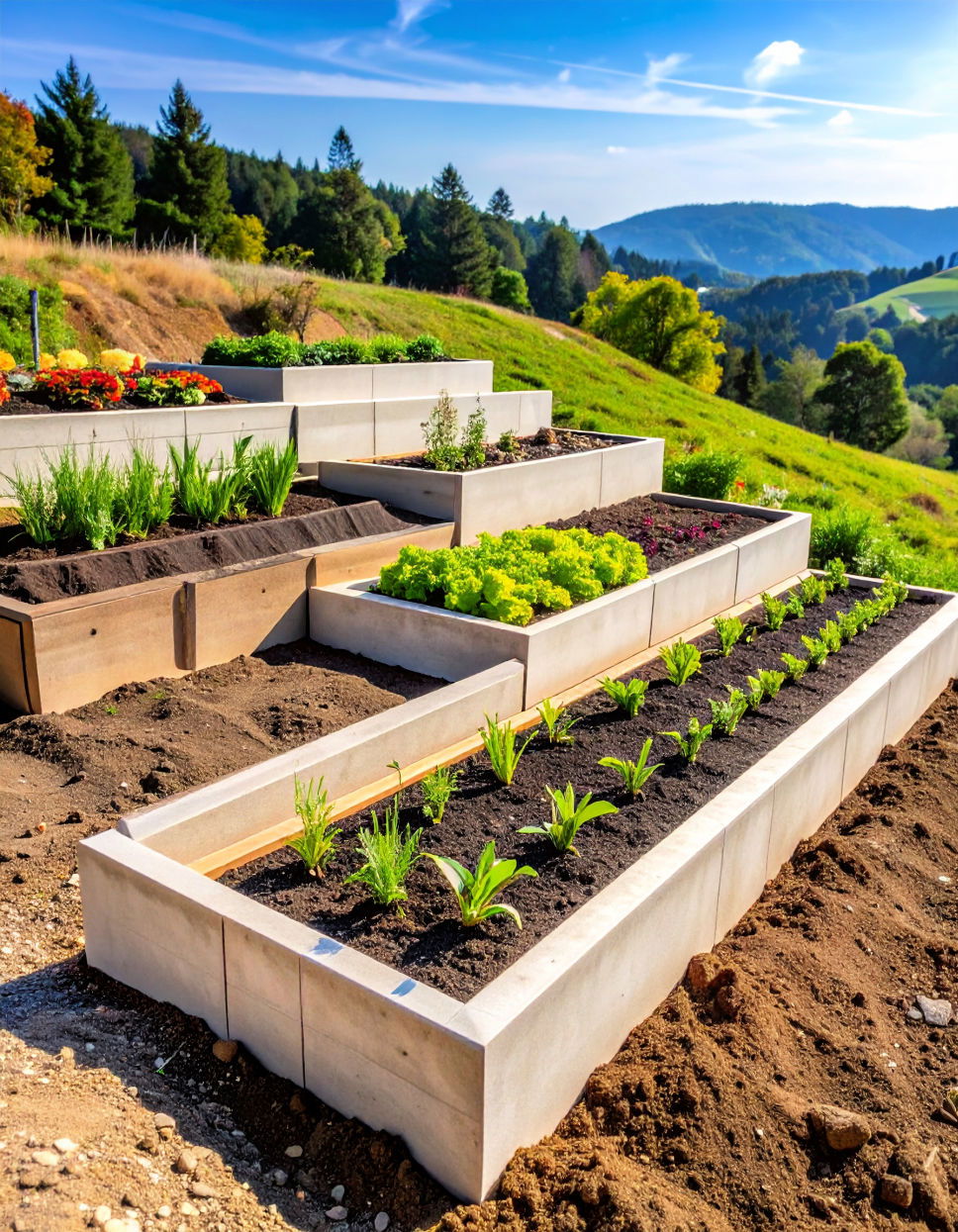 Concrete Block Staggered Steps