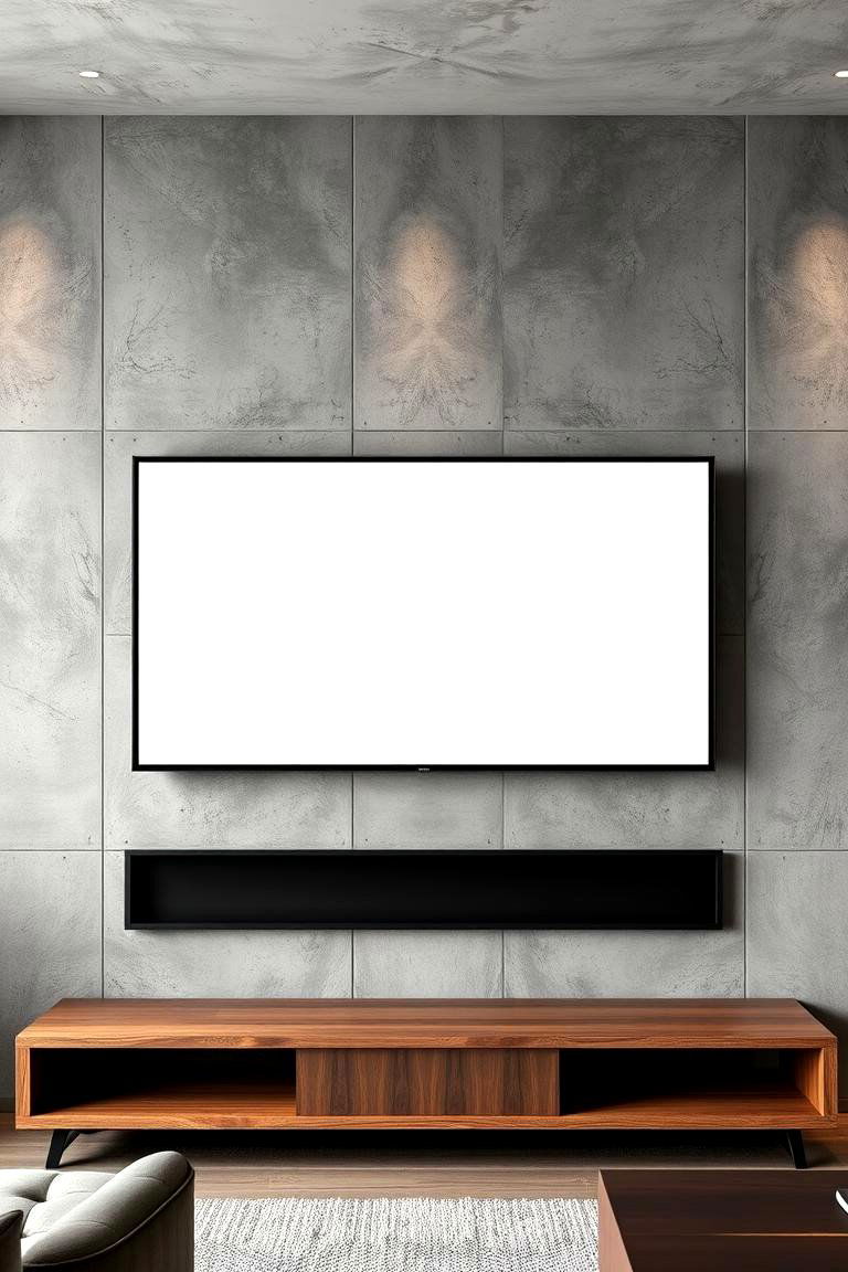 Concrete Finish for an Industrial Edge - 25 Tv Accent Wall Ideas