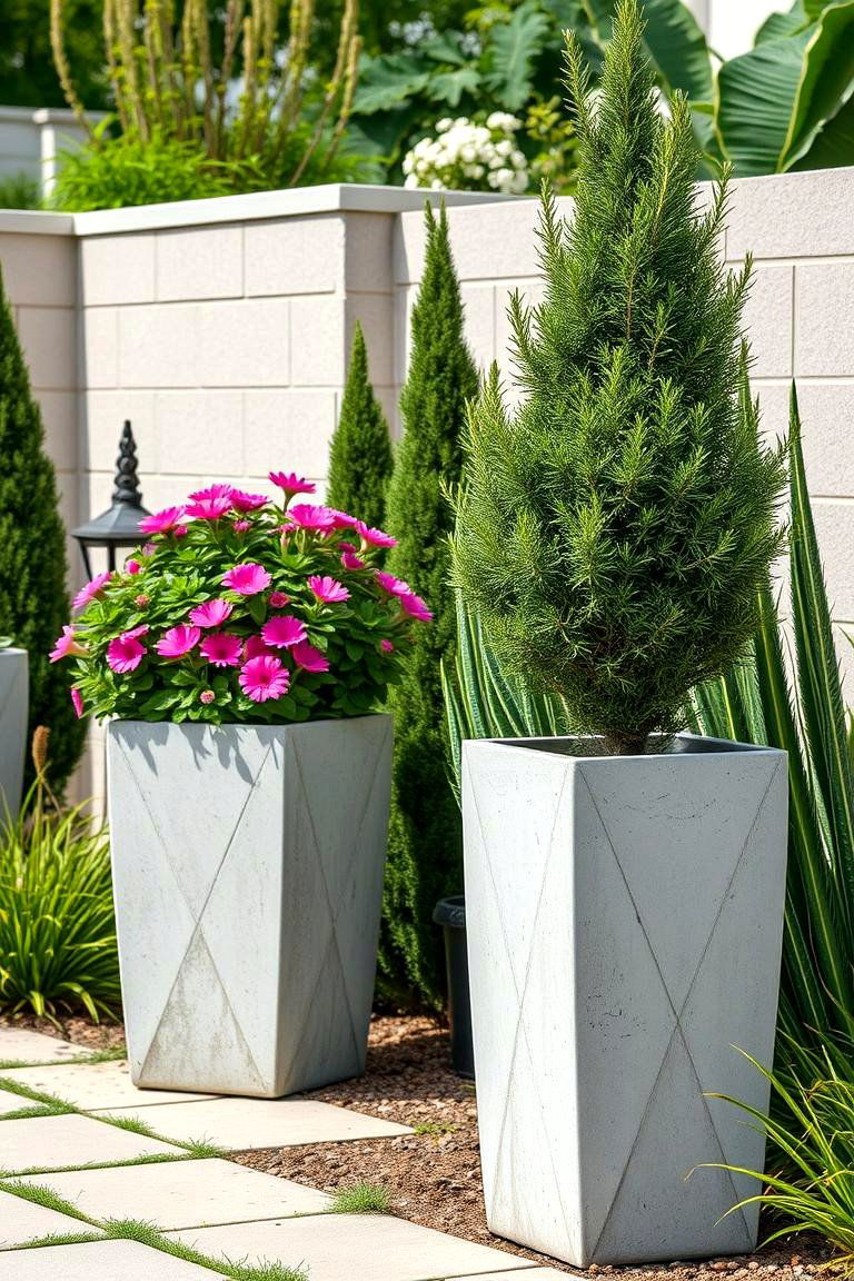 Concrete Planters with Bold Designs - 25 Garden Centerpiece Ideas